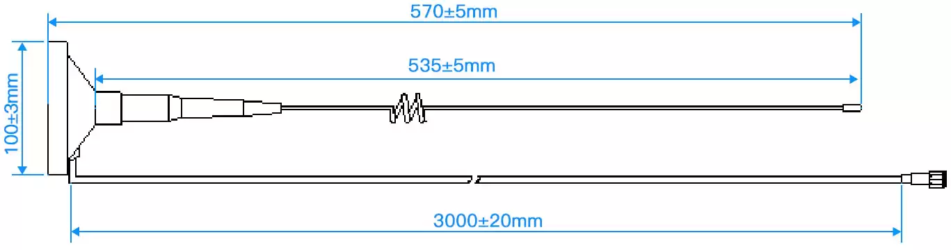 Dimensiones mecánicas de la antena de ventosa grande de 915 MHz SW915-MAX-XPXM. Dimensiones mecánicas de la antena de ventosa grande de 915 MHz SW915-MAX-XPXM.