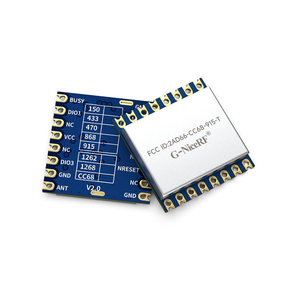 LoRa-CC68-915-T: Módulo transceptor inalámbrico LoRa LLCC68 con certificación FCC ID y TCXO para comunicación estable y protección ESD