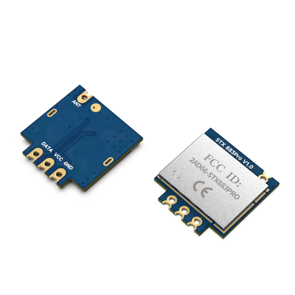 STX883Pro: Módulo transmisor ASK de alta potencia de 433 MHz con certificación CE-RED y FCC ID