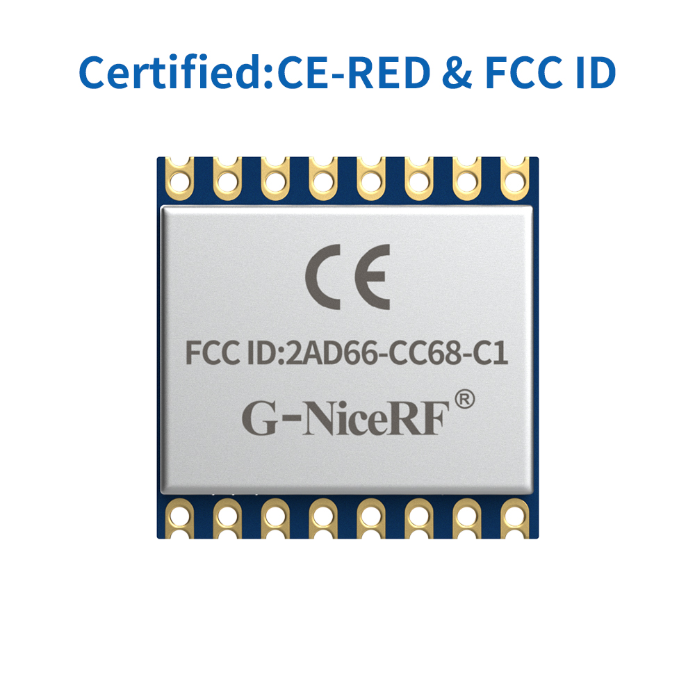 CC68-C1-868/915: Módulo LoRa certificado LLCC68 FCC ID y CE-RED con interfaz SPI