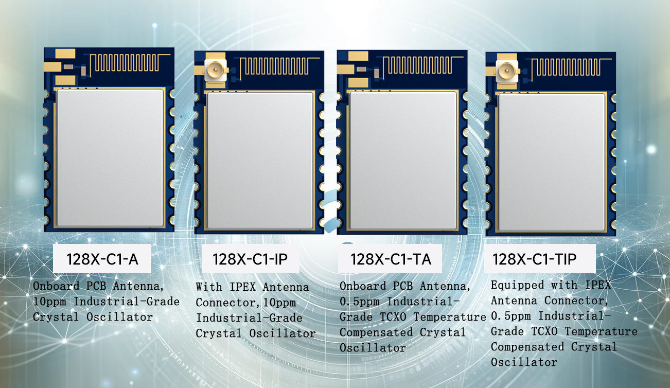 Serie LoRa128X-C1: Alta sensibilidad 2,4 GHz, antena IPEX/PCB, módulos LoRa de largo alcance