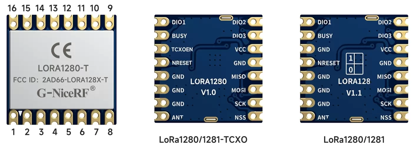 Definición de pines del módulo lora 2.4G lora1281-T