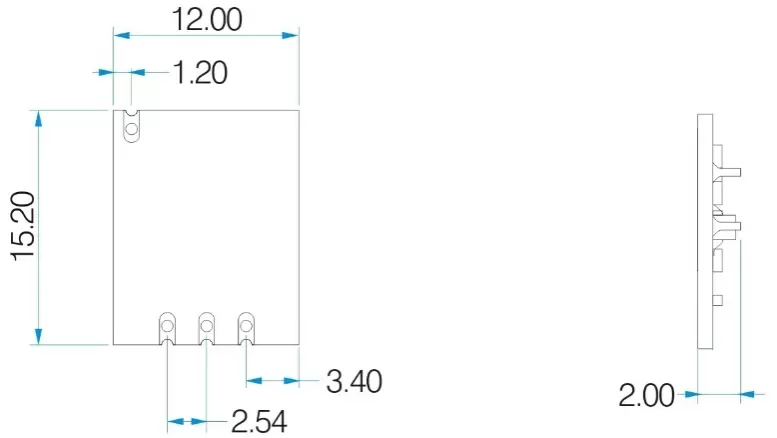Dimensiones mecánicas del módulo inalámbrico STX882PRO.