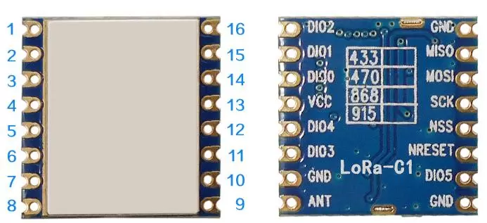 Definición de pines del módulo LoRa SX1276 de 915 MHz LoRa1276-C1-915
