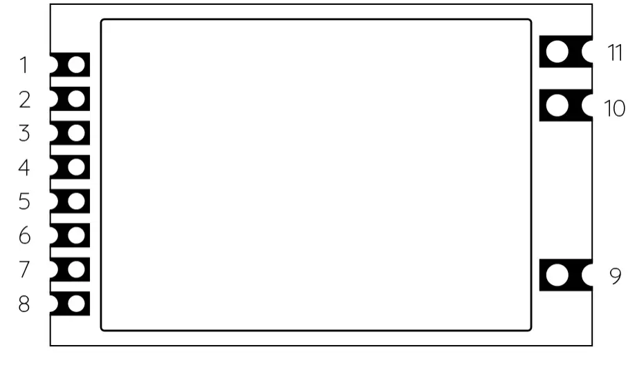 Configuración de pines del módulo transceptor RF de 20 mW RF1101 Configuración de pines del módulo transceptor RF de 20 mW RF1101