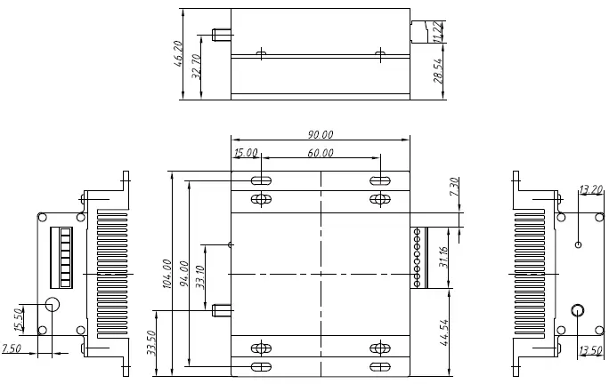 Dimensiones mecánicas del módem inalámbrico LoRa RF LoRa6500Pro