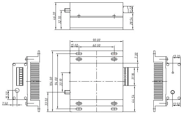 Dimensiones mecánicas del módulo inalámbrico LoRa6500II Dimensiones mecánicas del módulo inalámbrico LoRa6500II