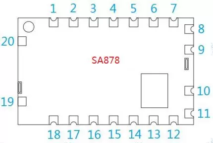 Definición de pines del módulo walkie-talkie integrado SA878 de 2 W con oscilador de cristal TCXO Definición de pines del módulo walkie-talkie integrado SA878 de 2 W con oscilador de cristal TCXO