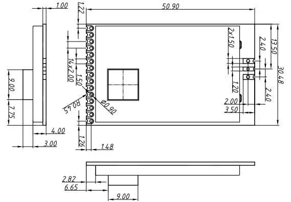 Dimensiones mecánicas del módulo de puerta de enlace LoRaWan Definición de pines del módulo de puerta de enlace LoRaWan LoRaWan1301 Dimensiones mecánicas del módulo de puerta de enlace LoRaWan Definición de pines del módulo de puerta de enlace LoRaWan LoRaWan1301