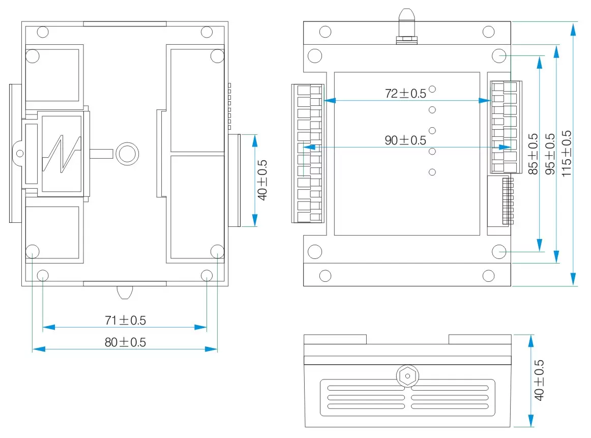 Dimensiones mecánicas del módulo de control de interruptores SK109 Dimensiones mecánicas del módulo de control de interruptores SK109