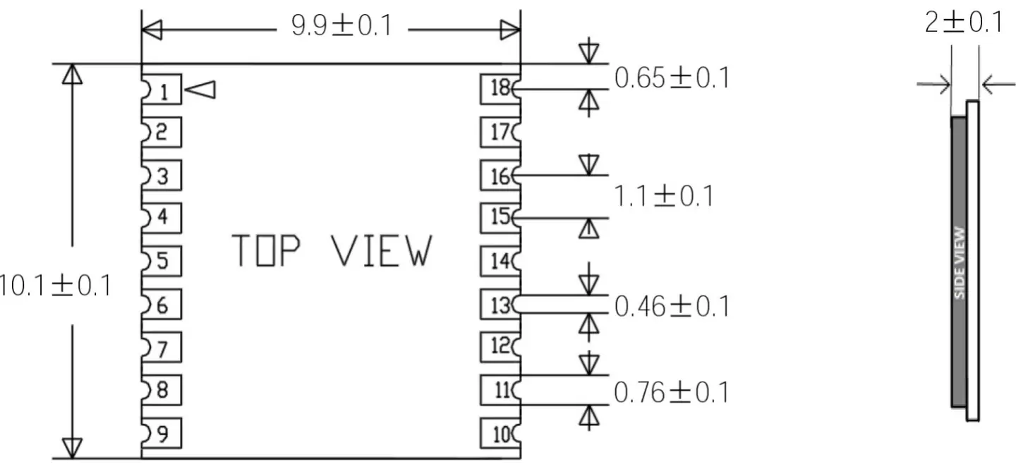 Dimensiones mecánicas del módulo GPS GPS01