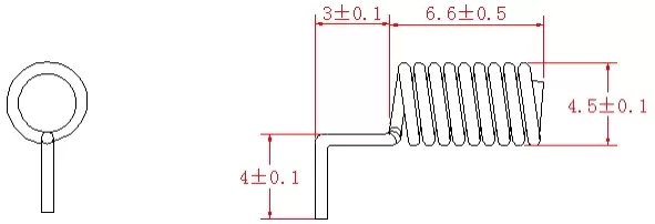 Dimensiones de la antena de resorte de cobre de 868 MHz SW868-TH06 Dimensiones de la antena de resorte de cobre de 868 MHz SW868-TH06