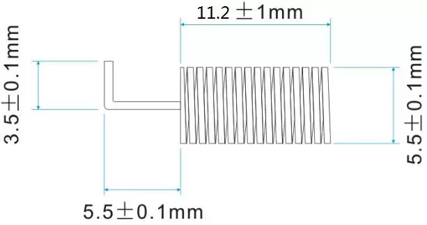 Dimensiones de la antena de resorte de 490 MHz SW490-TH10 Dimensiones de la antena de resorte de 490 MHz SW490-TH10