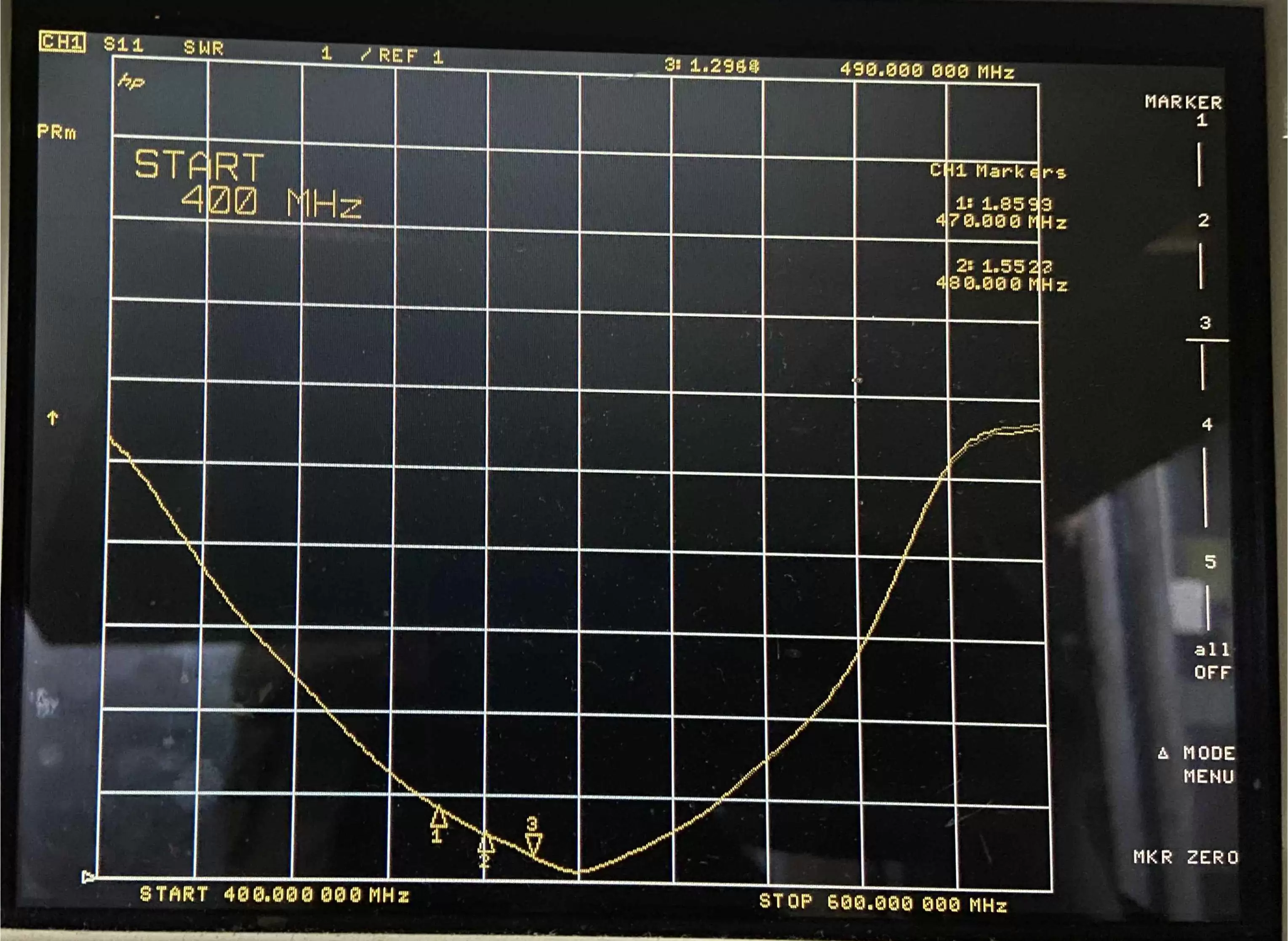 Gráficos de ROE de la antena de varilla SW490-WT100 Gráficos de ROE de la antena de varilla SW490-WT100