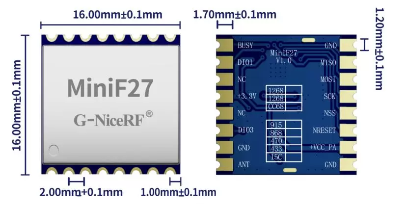 Módulo de comunicación inalámbrica tamaño Mini27