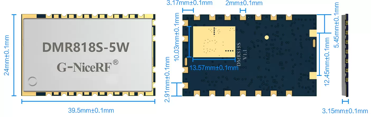 Módulo de intercomunicación DMR tamaño DMR818S-5W