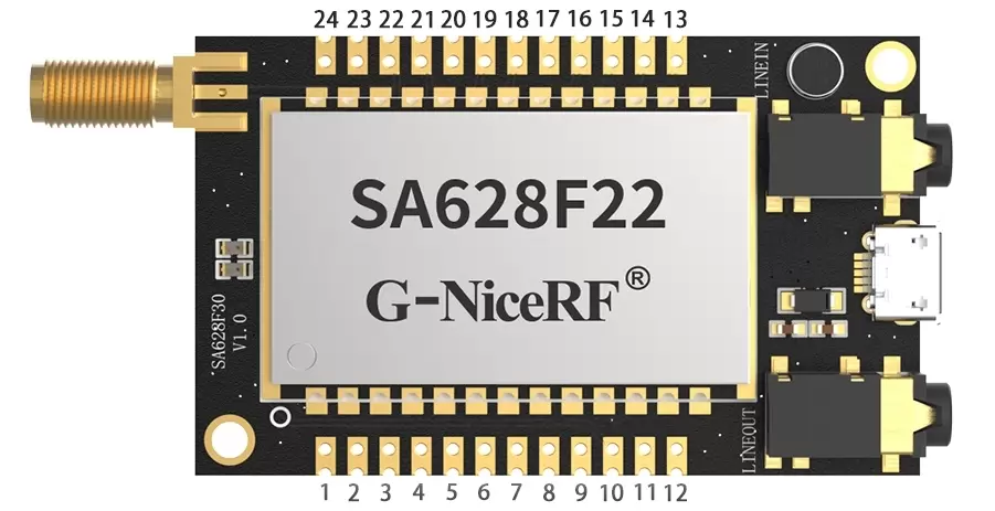 Definición de pines del módulo walkie-talkie de audio full-duplex SA628F22