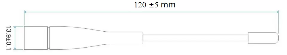 Tamaños de la antena de varilla SW2400-ZB120 Tamaños de la antena de varilla SW2400-ZB120