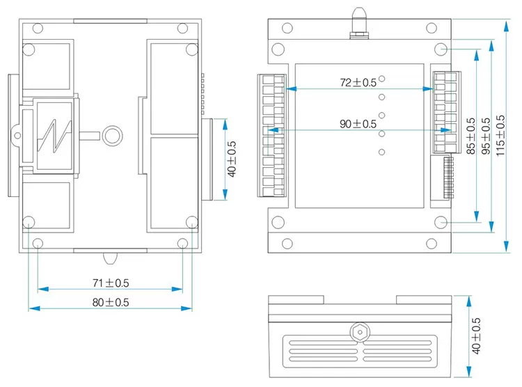 Dimensiones mecánicas del módulo transmisor y receptor RC inalámbrico SK108 Dimensiones mecánicas del módulo transmisor y receptor RC inalámbrico SK108