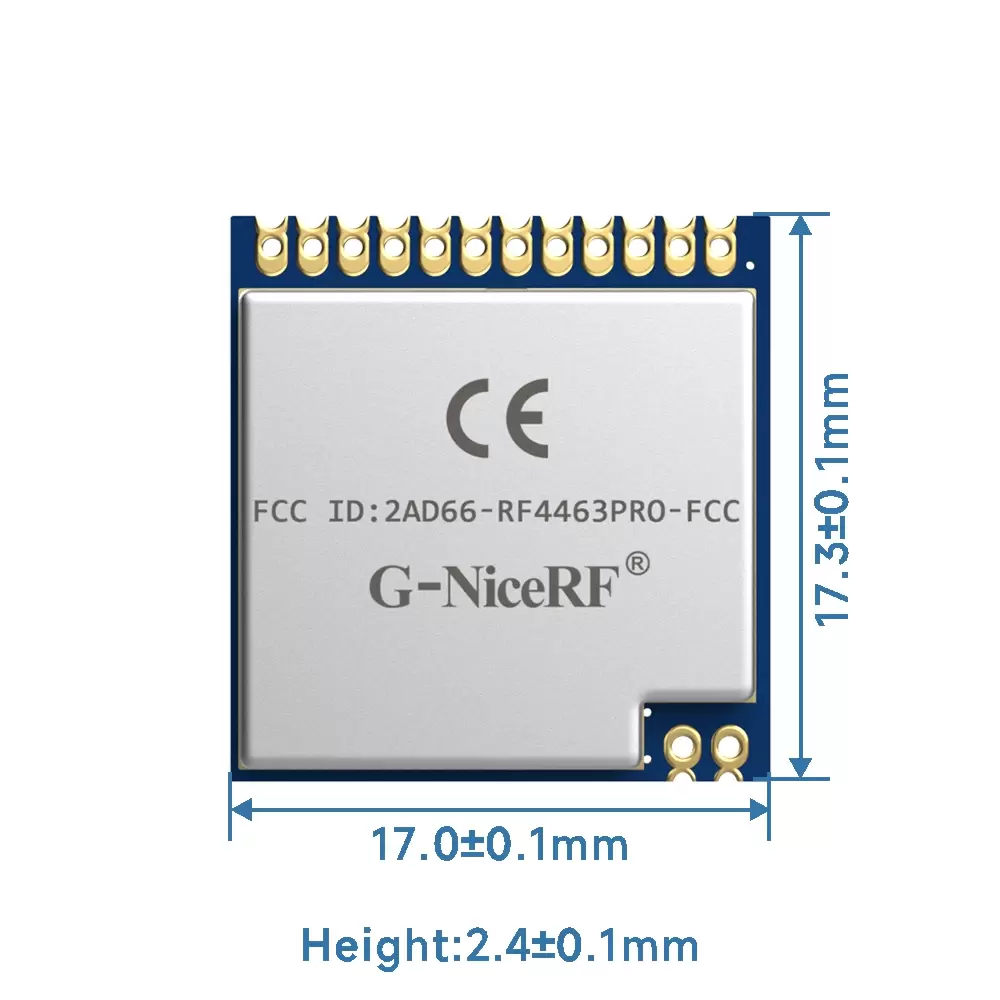 RF4463PRO-433: Módulo frontal Si4463 de 433 MHz con certificación FCC ID, IC ID y CE-RED