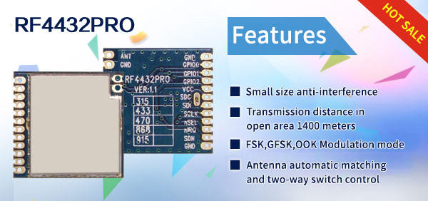 módulo transceptor inalámbrico RF4432PRO