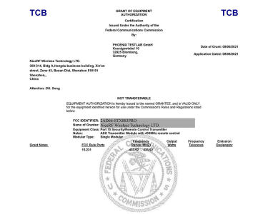 Los módulos NiceRF ASK STX883PRO y SRX883PRO han pasado las certificaciones FCC y CE