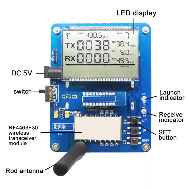 módulo transceptor inalámbrico RF4463F30 placa de demostración