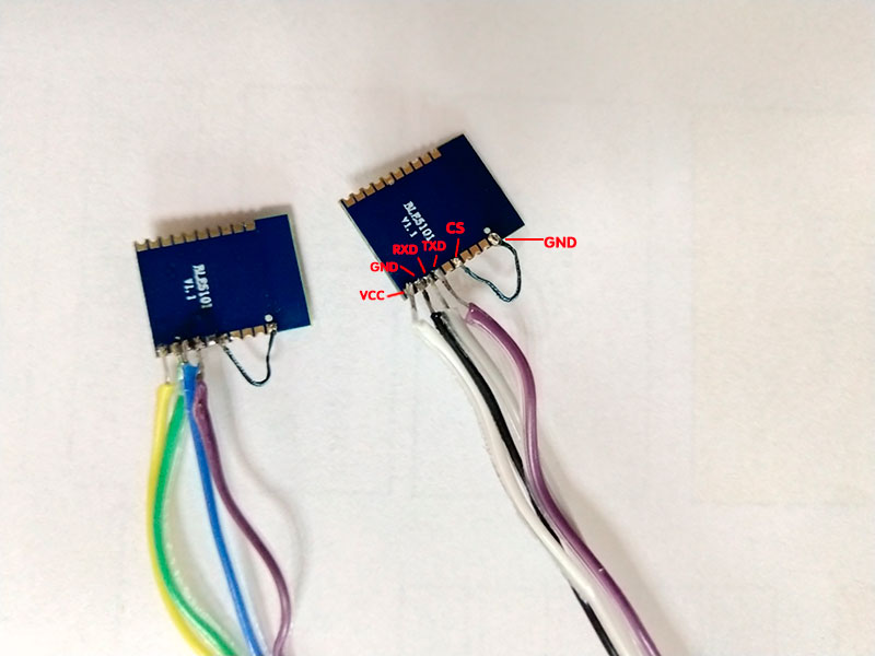 Vista posterior de conexión de 2 piezas del módulo BLE BLE5101