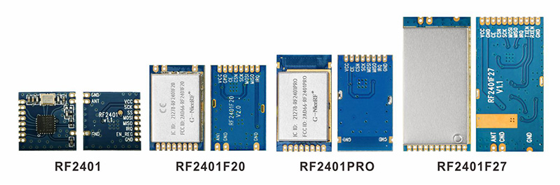 Módulo RF de 2,4 GHz RF2401, RF2401F20, RF2401F27 y RF2401Pro