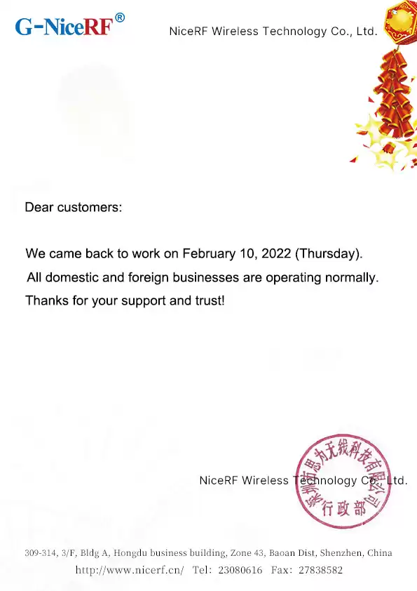 2022 Aviso de procedimiento de NiceRF