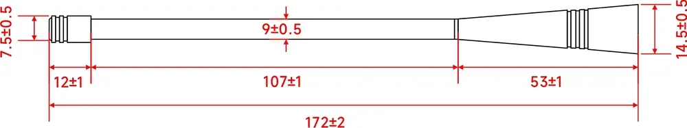 Tamaños de antena de varilla SW315-ZB172