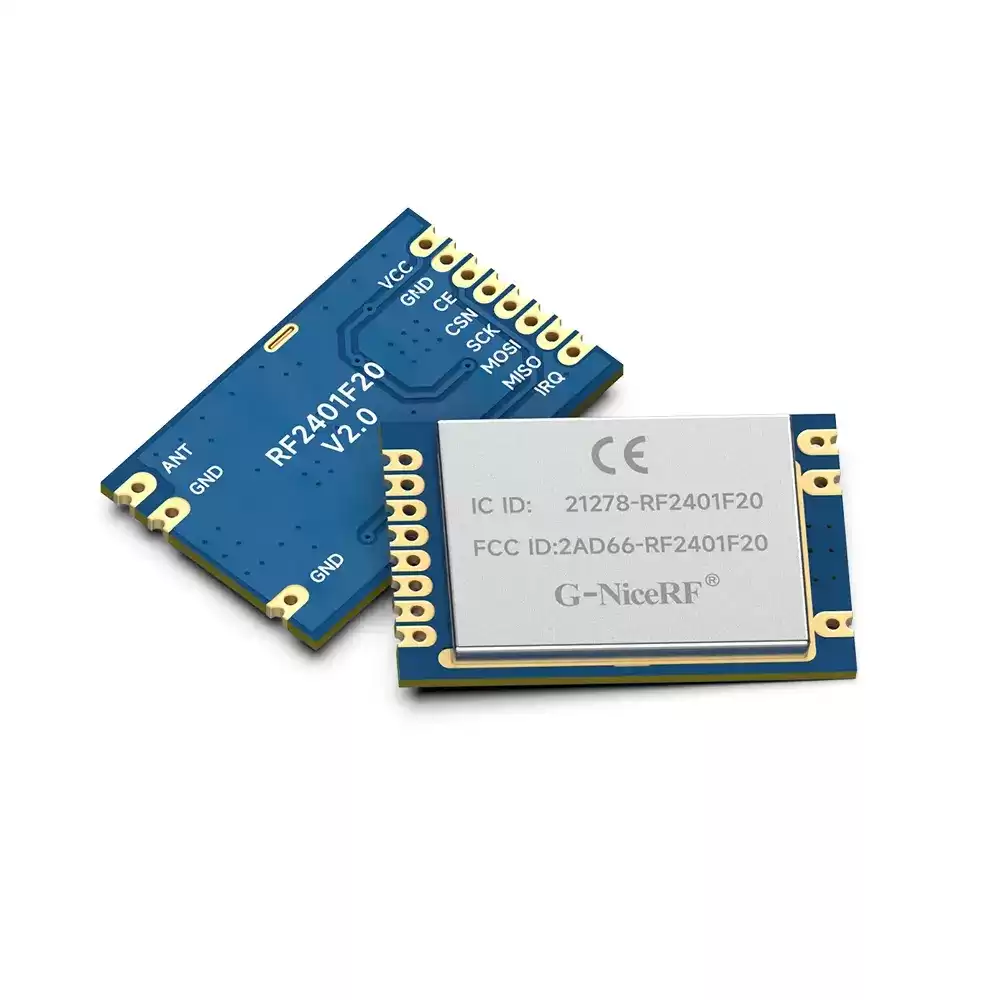 RF2401F20: nRF24L01+ Módulo RF nórdico original de 2,4 GHz con certificación CE-RED, FCC ID, IC ID y TELEC