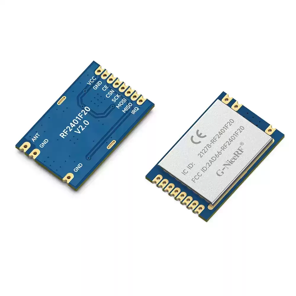 RF2401F20: nRF24L01+ Módulo RF nórdico original de 2,4 GHz con certificación CE-RED, FCC ID, IC ID y TELEC