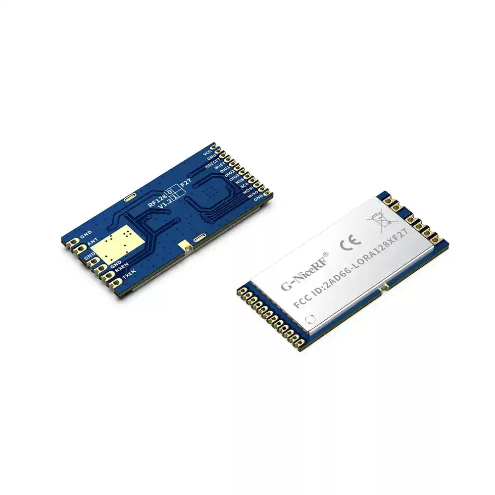 LoRa1280F27: Módulo LoRa SX1280 de 500 mW con certificación FCC ID y CE-RED de 2,4 GHz y alimentación de interfaz SPI