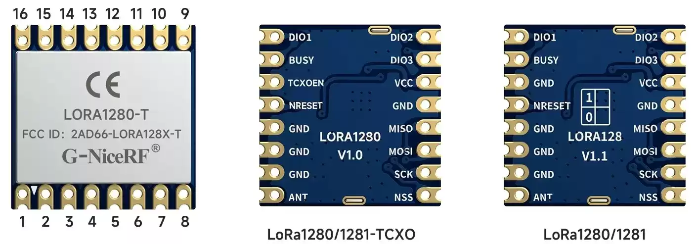 Definición de pines del módulo inalámbrico LoRa de medición de distancia TCXO SX1280/SX1281 de 2,4 GHz LoRa128X - T