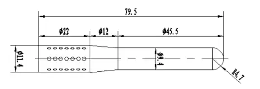 Dimensiones mecánicas de antena de varilla recta SW-UHF80 para 400 - 470MHz. Dimensiones mecánicas de antena de varilla recta SW-UHF80 para 400 - 470MHz.