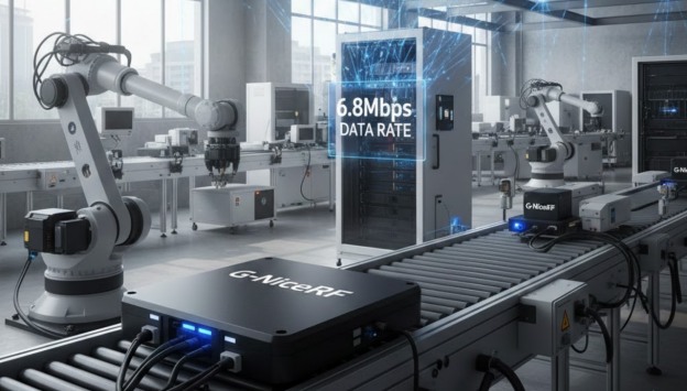 Arquitectura UWB RTLS con velocidad de datos de 6,8 Mbps.