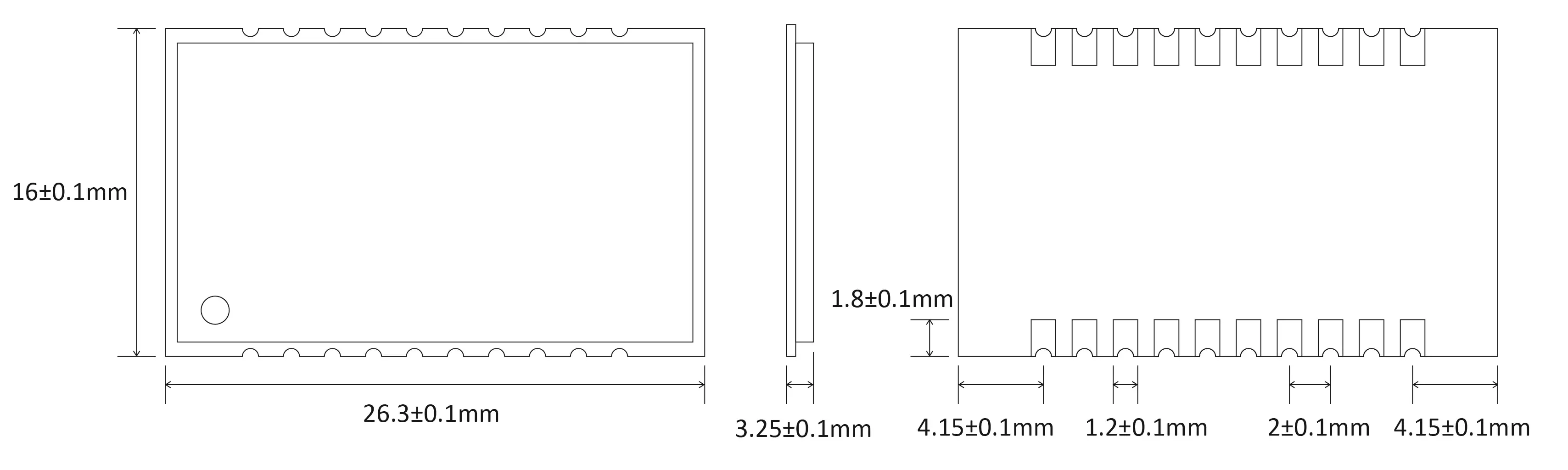 El tamaño del módulo de transmisión de audio SA316S