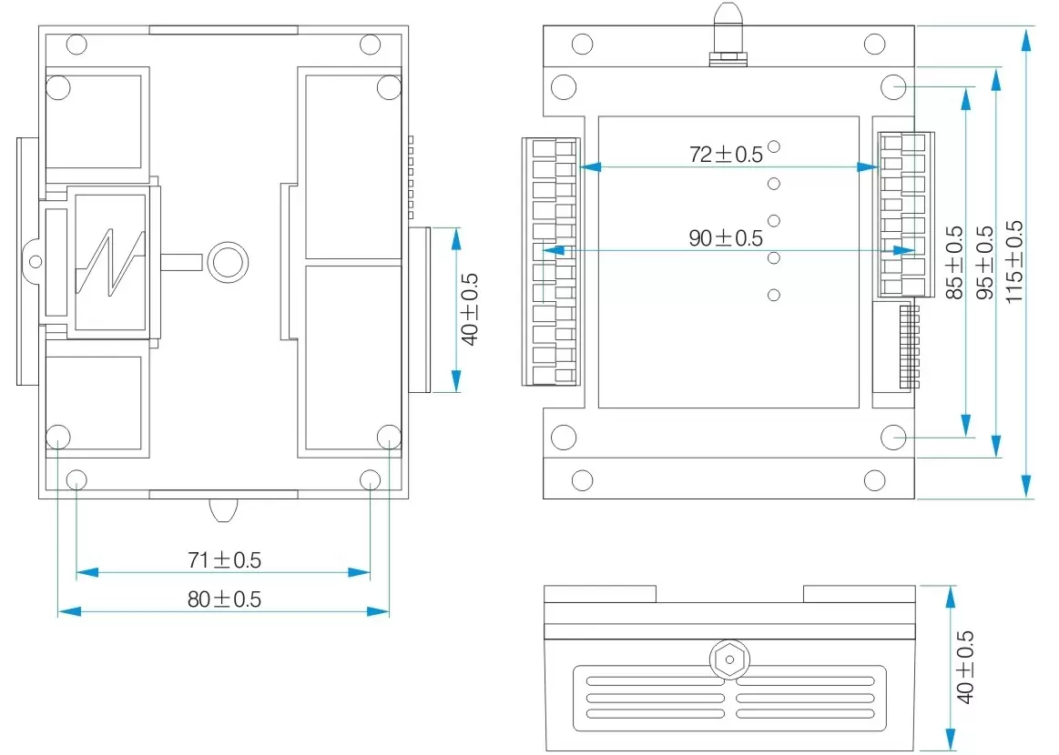 Dimensiones mecánicas del módulo de control de interruptores SK108U