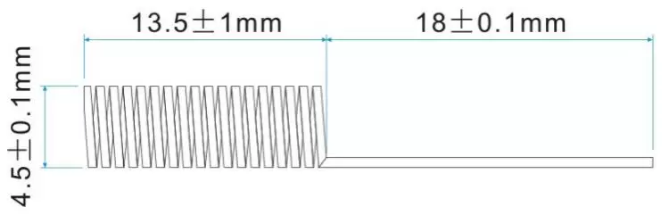 Dimensiones de la antena de resorte de 490 MHz SW490-TH14