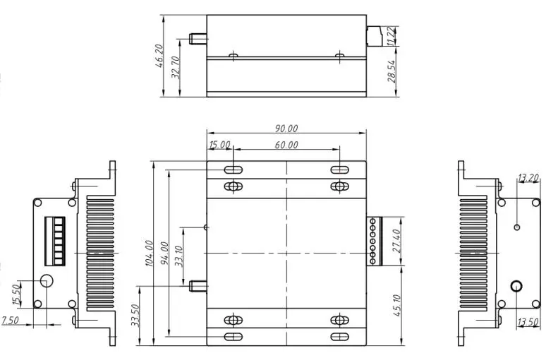 El tamaño del módulo de control del interruptor SK200PRO-U-TX