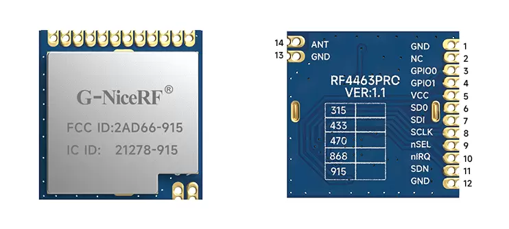Definición de pines del módulo RF RF4463PRO-915